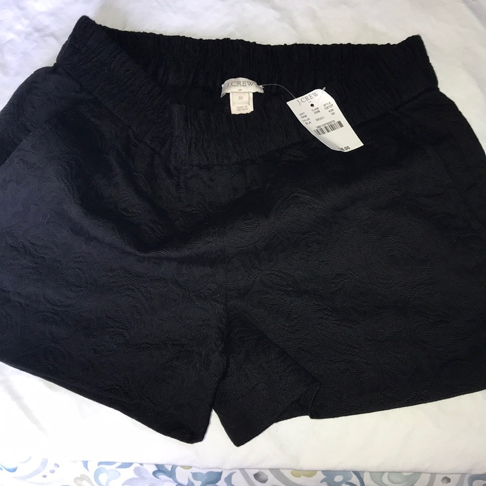 Black J-Crew shorts with an elastic waist band